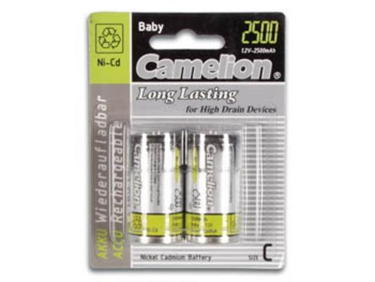 BATTERIE RECHARGEABLE 1.2Vcc 2500mA BATTERIES Cadmium-Nickel R14 C (Les 2 PILES rechargeables) ACCU 